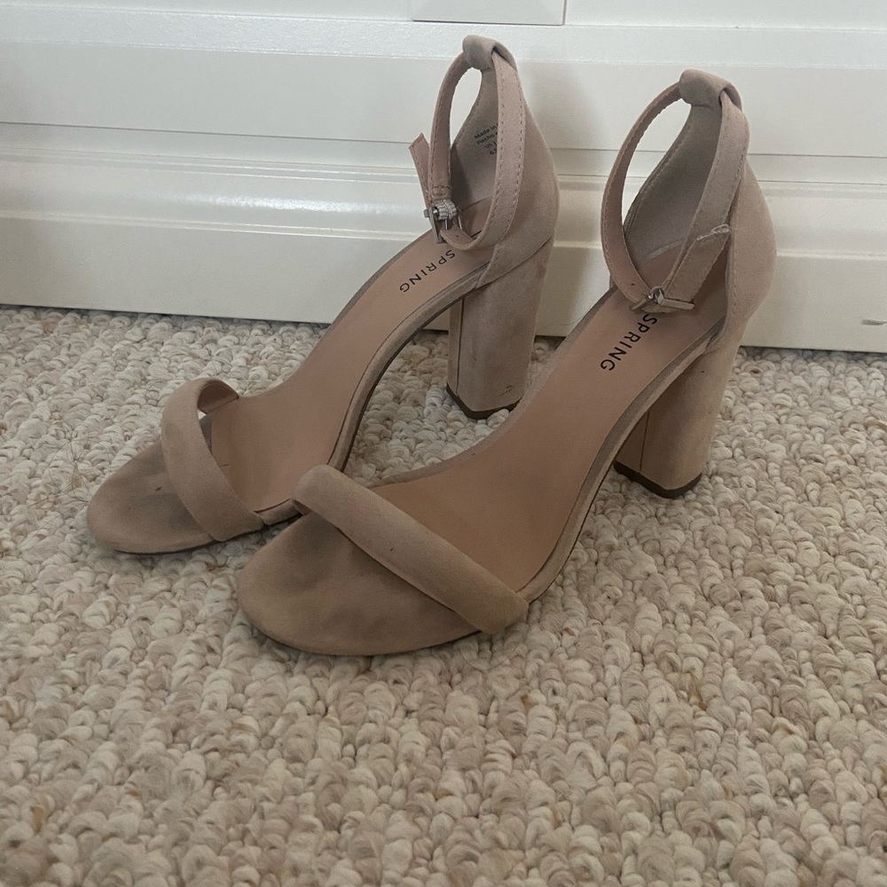 CALL IT SPRING beige suede strap heels